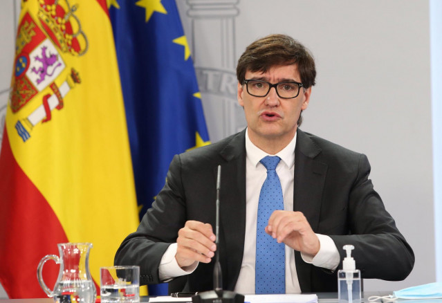 El ministro de Sanidad, Salvador Illa, interviene durante la rueda de prensa posterior a la reunión interministerial conjunta de Educación y Sanidad donde han analizado el inicio del curso escolar. En Madrid, (España), a 24 de septiembre de 2020.