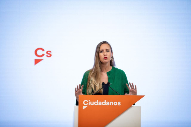 La portavoz de la Ejecutiva nacional de Ciudadanos, Melisa Rodríguez, en rueda de prensa en la sede del partido.