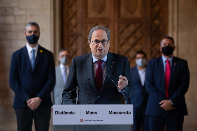 El president de la Generalitat, Quim Torra, realiza una declaración institucional horas después de conocerse su inhabilitación.