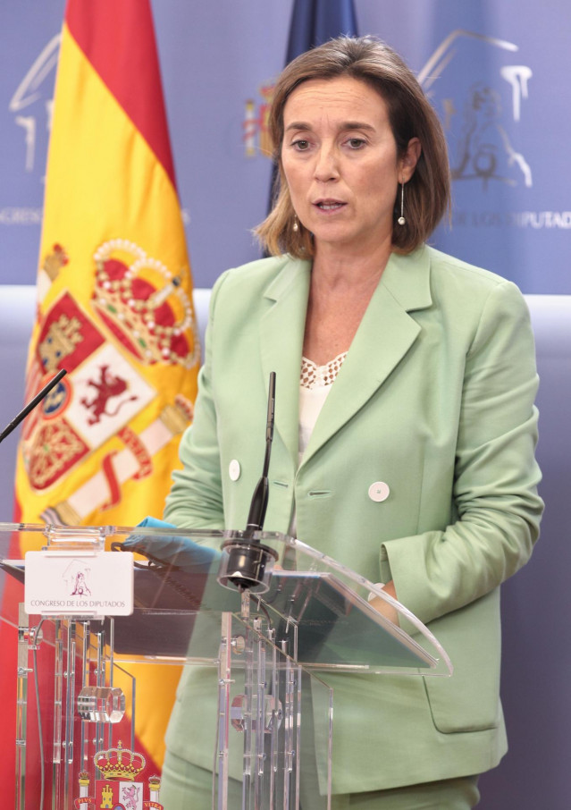 La portavoz del PP en el Congreso de los Diputados, Cuca Gamarra, interviene en la rueda de prensa celebrada con motivo de la junta de portavoces en el Congreso de los Diputados, en Madrid, (España), a 29 de septiembre de 2020.