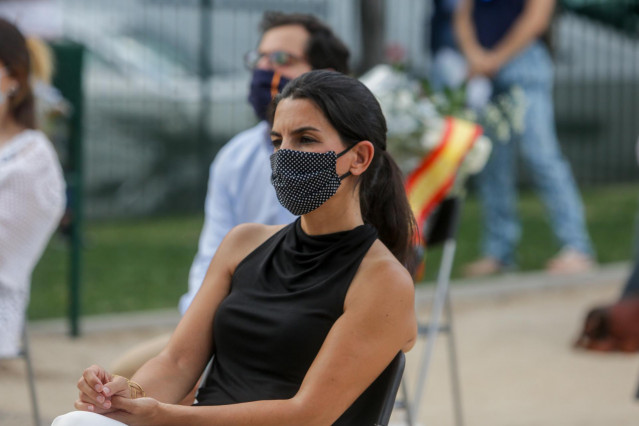 La portavoz de Vox en la Asamblea de Madrid, Rocío Monasterio, asiste al acto de la Fundación Miguel Ángel Blanco en homenaje al edil de Ermua en el 23º aniversario de su asesinato por ETA, en Madrid (España) a 13 de julio de 2020.