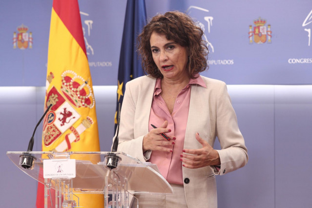 La ministra Portavoz y de Hacienda, María Jesús Montero, este miércoles en el Congreso.