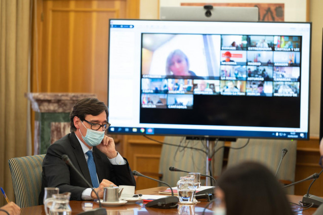 El ministro de Sanidad, Salvador Illa, preside por videoconferencia la reunión del Consejo Interterritorial del Sistema Nacional de Salud, en Madrid (España), a 30 de septiembre de 2020.