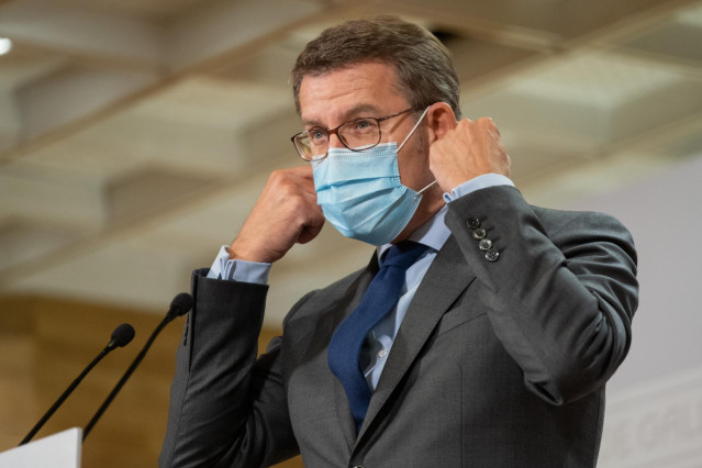 El presidente de la Xunta, Alberto Núñez Feijóo, en la rueda de prensa del Consello de la Xunta del 1 de octubre