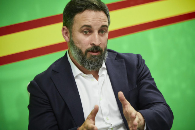 El presidente de Vox, Santiago Abascal, durante una entrevista con Europa Press en la sede del partido, en Madrid (España) a 4 de agosto de 2020.