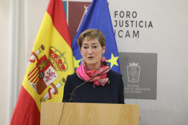 La presidenta del Consejo General de la Abogacía, Victoria Ortega, durante su intervención en el acto de su presentación como nueva presidenta del consejo en el foro de Justicia del Colegio de Abogados, en Madrid (España), a 19 de febrero de 2020.