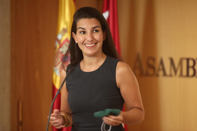 La portavoz de Vox en la Asamblea de Madrid, ofrece una rueda de prensa antes de que comience el debate del Estado de la Región, en Madrid (España), a 14 de septiembre de 2020. Se trata del primer debate del Estado de la Región para la presidenta, que est