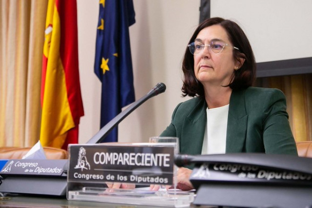 La candidata propuesta por el Gobierno para presidir la CNMC, Cani Fernández, durante su comparecencia ante la Comisión de Asuntos Económicos del Congreso