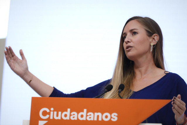 La portavoz de la Ejecutiva nacional de Ciudadanos, Melisa Rodríguez, en rueda de prensa tras la reunión del Comité Permanente del partido.