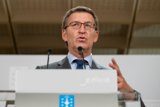 El titular del Gobierno gallego, Alberto Núñez Feijóo, durante la rueda de prensa del Consello de la Xunta celebrado el 1 de octubre de 2020