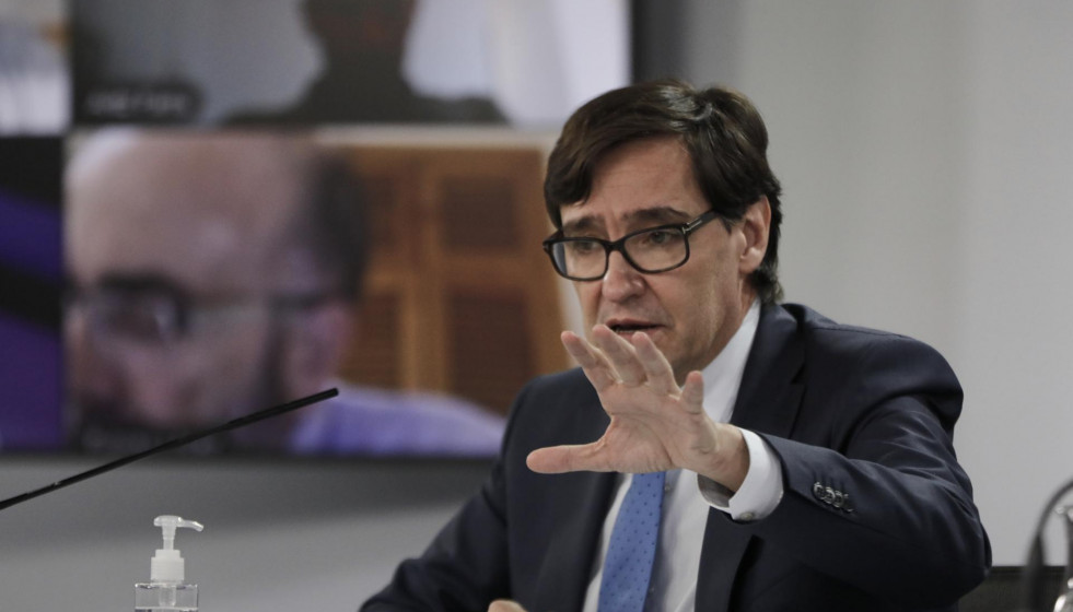El ministro de Sanidad, Salvador Illa, comparece en rueda de prensa en Moncloa, para informar de la evolución de la pandemia, en Madrid (España), a 5 de octubre de 2020.