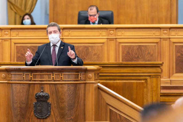 El presidente de C-LM, Emiliano García-Page, durante el Debate sobre el Estado de la Región