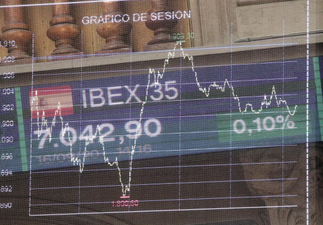 Valores en los paneles del Palacio de la Bolsa, en Madrid, (España), a 16 de septiembre de 2020.