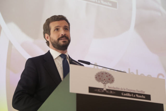 El presidente del PP, Pablo Casado, en la Asamblea General de la Asociación de Empresa Familiar de Castilla-La Mancha