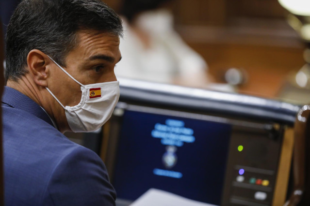 El presidente del Gobierno, Pedro Sánchez, durante una sesión de control al Gobierno en el Congreso de los Diputados,.