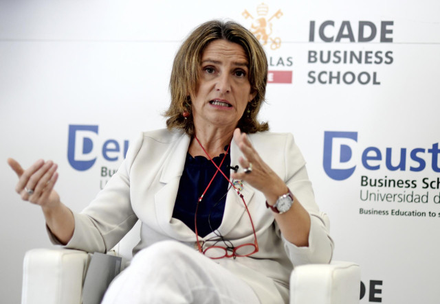 La vicepresidenta cuarta y ministra para la Transición Ecológica y Reto Demográfico, Teresa Ribera participa en la apertura del curso académico de la Universidad de Deusto, en Madrid (España), a 23 de septiembre de 2020.