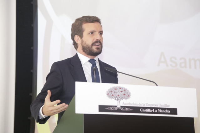 El presidente del PP, Pablo Casado, en la Asamblea de la Asociación de la Empresa Familiar.