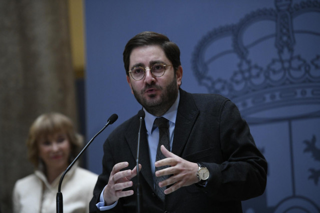 El nuevo secretario de Estado de la España Global, Manuel Muñiz, durante la toma de posesión de los secretarios de Estado de Asuntos Exteriores, para la Unión Europea, Cooperación Internacional y de la España Global, en el Patio Elcano del Palacio de Sant