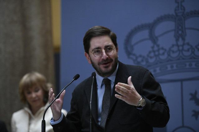 El nuevo secretario de Estado de la España Global, Manuel Muñiz, durante la toma de posesión de los secretarios de Estado de Asuntos Exteriores, para la Unión Europea, Cooperación Internacional y de la España Global, en el Patio Elcano del Palacio de Sant