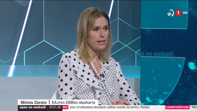 La secretaria del EBB del PNV, Mireia Zarate, en una entrevista en ETB