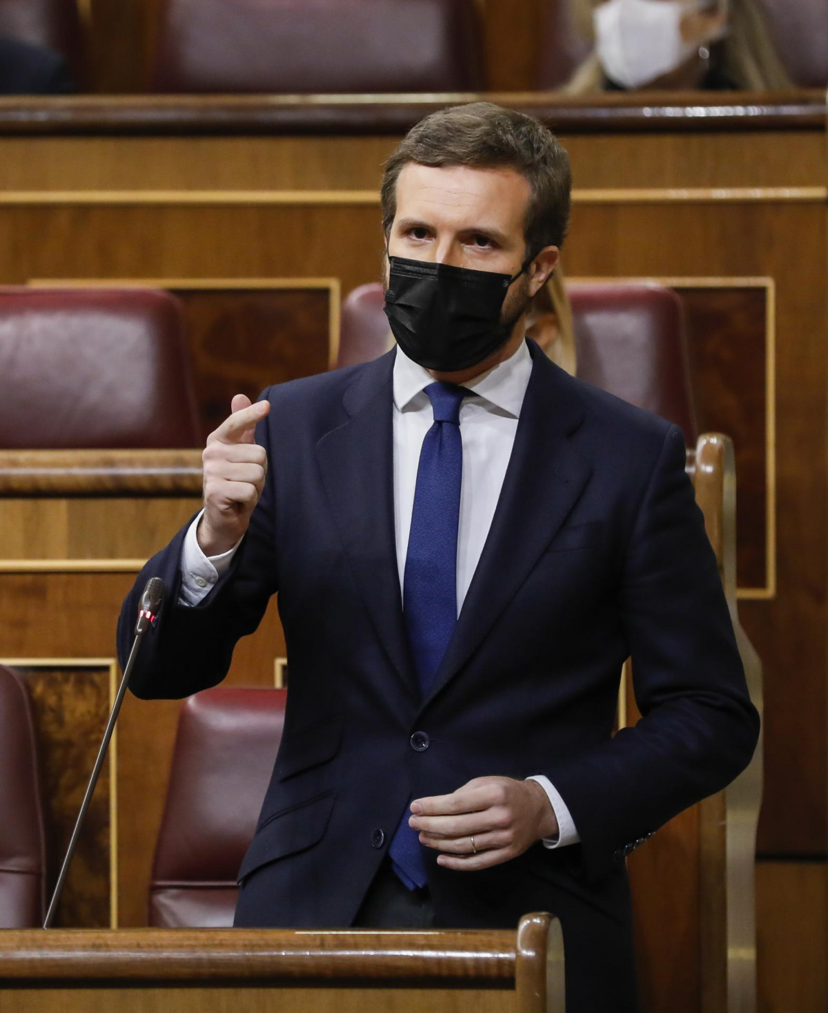 El presidente del PP, Pablo Casado, interviene durante una sesión de control al Gobierno en el Congreso de los Diputados, en Madrid, (España), a 14 de octubre de 2020.