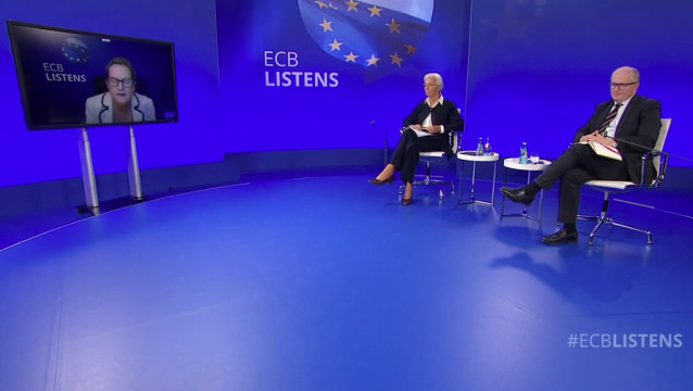 Christine Lagarde, presidenta del BCE, y el economista jefe del banco central, Philip Lane
