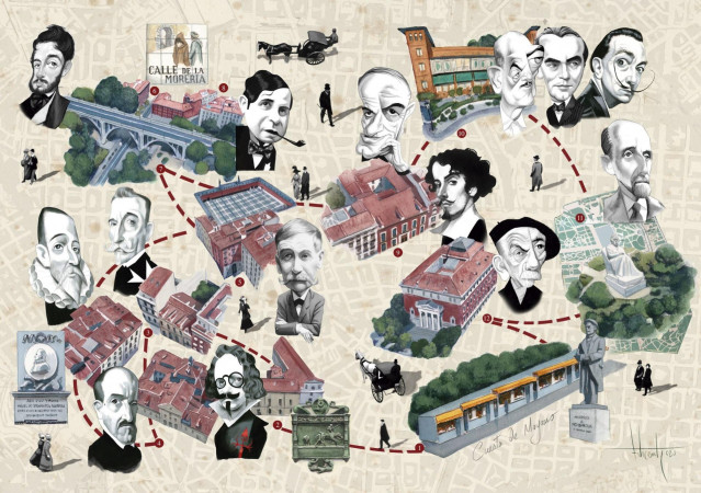 Mapa cultutal ilustrado sobre la cuesta de Moyano