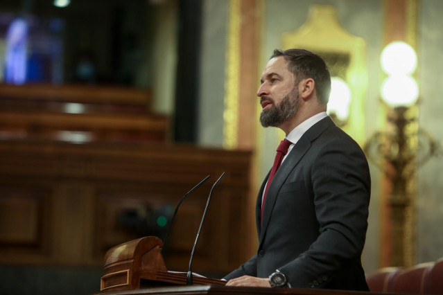 El presidente de Vox, Santiago Abascal, interviene en el Congreso
