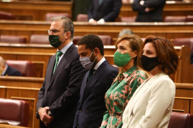 Diputados de Vox durante el debate de la moción de censura
