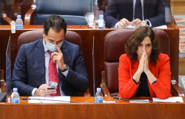 La presidenta y el vicepresidente de la Comunidad de Madrid, Isabel Díaz Ayuso e Ignacio Aguado
