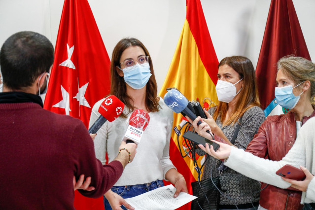 La portavoz del grupo municipal de Más Madrid, Rita Maestre, en declaraciones a los medios.
