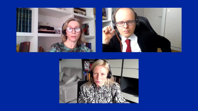 Maria Cabanyes, Senior Vicepresident Emea Banking Moody's (Izq);  Pepa Mori, Viceprsient Senior Credit Officer Emea Banking Moody's (Abajo); José de León, Seior Vice President Moody's (Der).