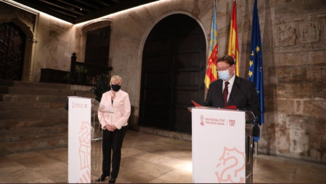 El presidente de la Generalitat, Ximo Puig, y la consellera de Sanidad Universal, Ana Barceló