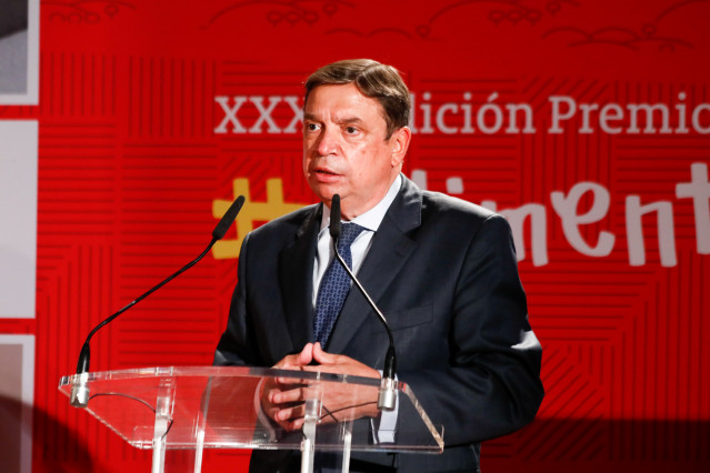 El ministro de Agricultura, Pesca y Alimentación, Luis Planas, este jueves en la entrega de la XXXII edición de los Premios Alimentos de España.