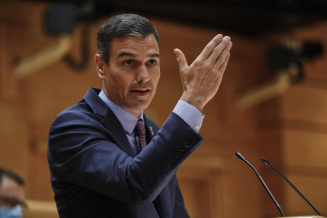 El presidente del Gobierno, Pedro Sánchez, comparece ante el Pleno del Senado.