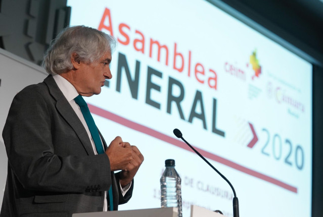 El presidente de la Confederación Empresarial de Madrid CEOE (CEIM), Miguel Garrido, interviene en la asamblea de CEIM, en Madrid, (España), a 15 de septiembre de 2020. En la Asamblea General 2020 de la patronal madrileña, que ha contado con la intervenci