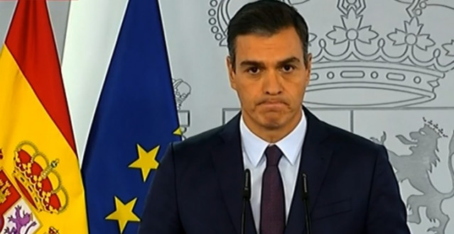 Pedro Sánchez realiza una declaración institucional en Moncloa sobre la pandemia