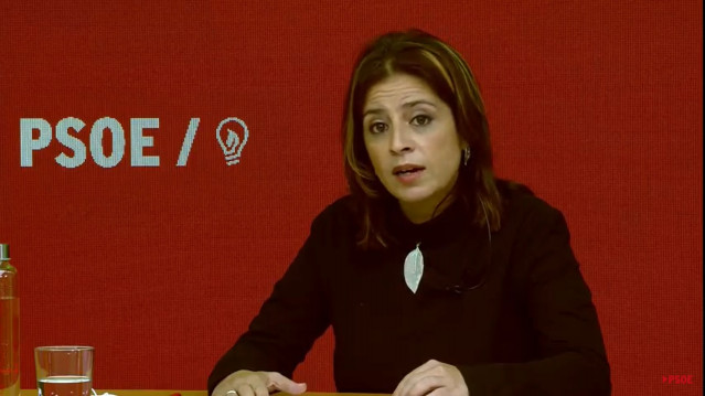 La vicesecretaria General del PSOE, Adriana Lastra, durante una jornada sobre Transformación Ecológica y Digital bajo el lema 'Plan Luz Verde'.