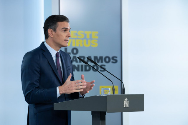 Imagen de recurso del presidente del Gobierno, Pedro Sánchez, durante una declaración institucional, en Madrid (España), a 23 de octubre de 2020.