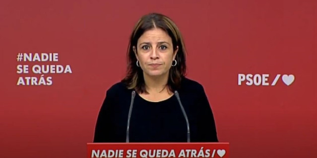 La portavoz del PSOE en el Congreso de los Diputados, Adriana Lastra,