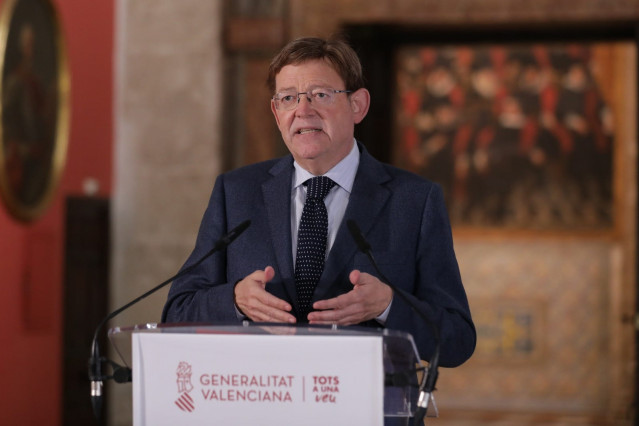 El 'president' de la Generalitat, Ximo Puig, en la declaración institucional realizada este sábado