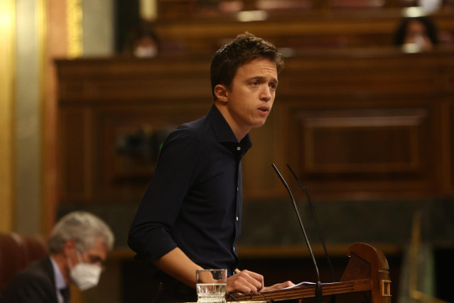 El líder de Más País, Íñigo Errejón, interviene durante el pleno en el que se debate la moción de censura planteada por Vox, en el Congreso de los Diputados, Madrid (España), a 21 de octubre de 2020.