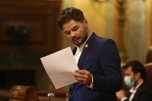 El portavoz de ERC en el Congreso, Gabriel Rufián, interviene en el pleno