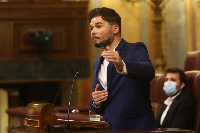 El portavoz de ERC en el Congreso, Gabriel Rufián, interviene en el pleno