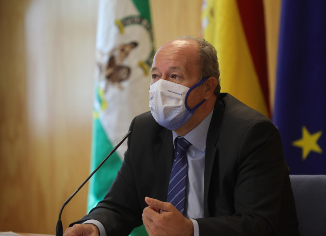 El ministro de Justicia, Juan Carlos Campo, durante la conferencia en  la Universidad Pablo de Olavide de Sevilla a 19 de octubre 2020