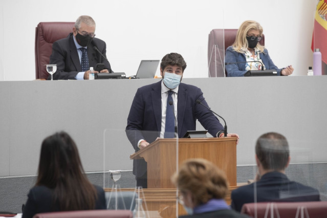 Comparecencia de Fernando López Miras para informar sobre las actuaciones que ha llevado a cabo el Gobierno regional durante la pandemia, así como sobre la situación del estado de alarma en la Región de Murcia