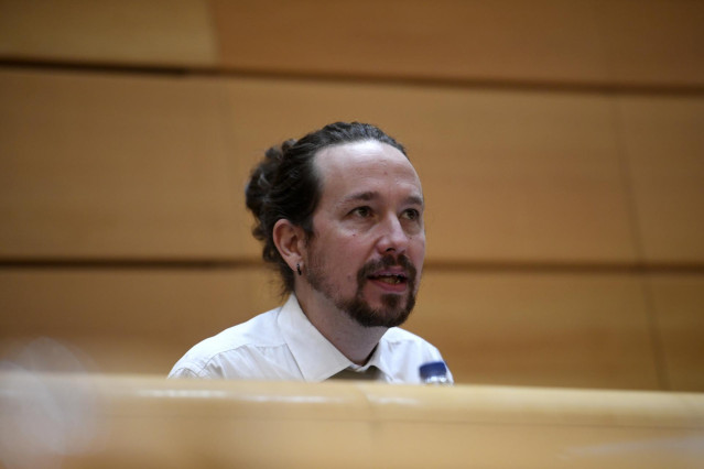 El vicepresidente segundo y ministro de Derechos Sociales y Agenda 2030, Pablo Iglesias, comparece en el Senado en Comisión para las Políticas Integrales de la Discapacidad, en Madrid (España), a 8 de octubre de 2020.
