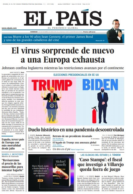 Portada El País 1 de noviembre