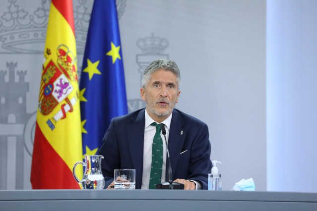 El ministro de Interior, Fernando Grande-Marlaska, en una comparecencia en Moncloa