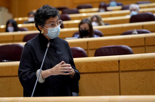 La ministra de Asuntos Exteriores, Unión Europea y Cooperación, Arancha González Laya, durante su intervención en una sesión de control al Gobierno en el Senado, en Madrid (España), a 22 de septiembre de 2020. El Ejecutivo responde, entre otras, a cuestio